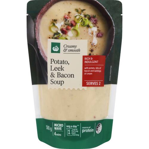 Woolworths Potato leek and bacon soup 500g bunch