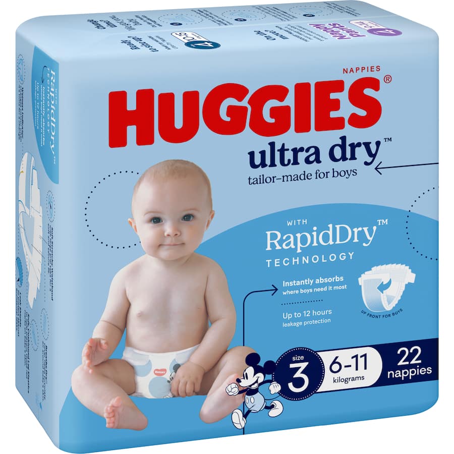 Buy Huggies Ultra Dry Nappies Boys Size (6-11kg) online at