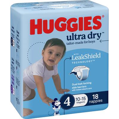 huggies ultra dry nappies boys size 4 (10-15kg)