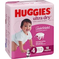 huggies ultra dry nappies girls size 4 (10-15kg) (18pk)