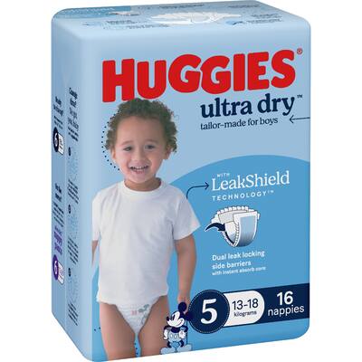 huggies ultra dry nappies boys size 5 (13-18kg)