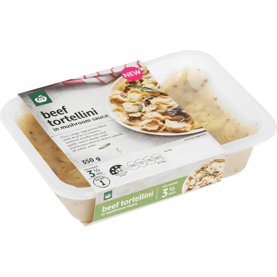 Woolworths Chilled Beef Tortellini With Creamy Mushroom Sauce