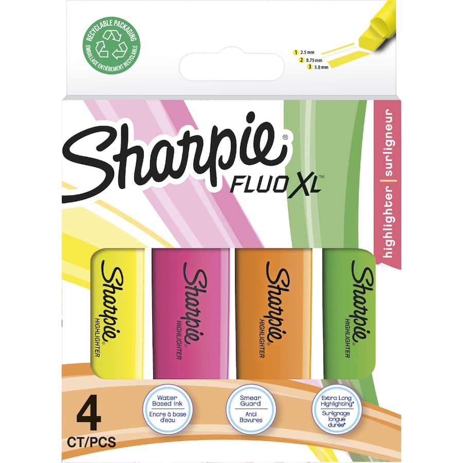 Sharpie Highlighters Flouro Xl Assorted Colours