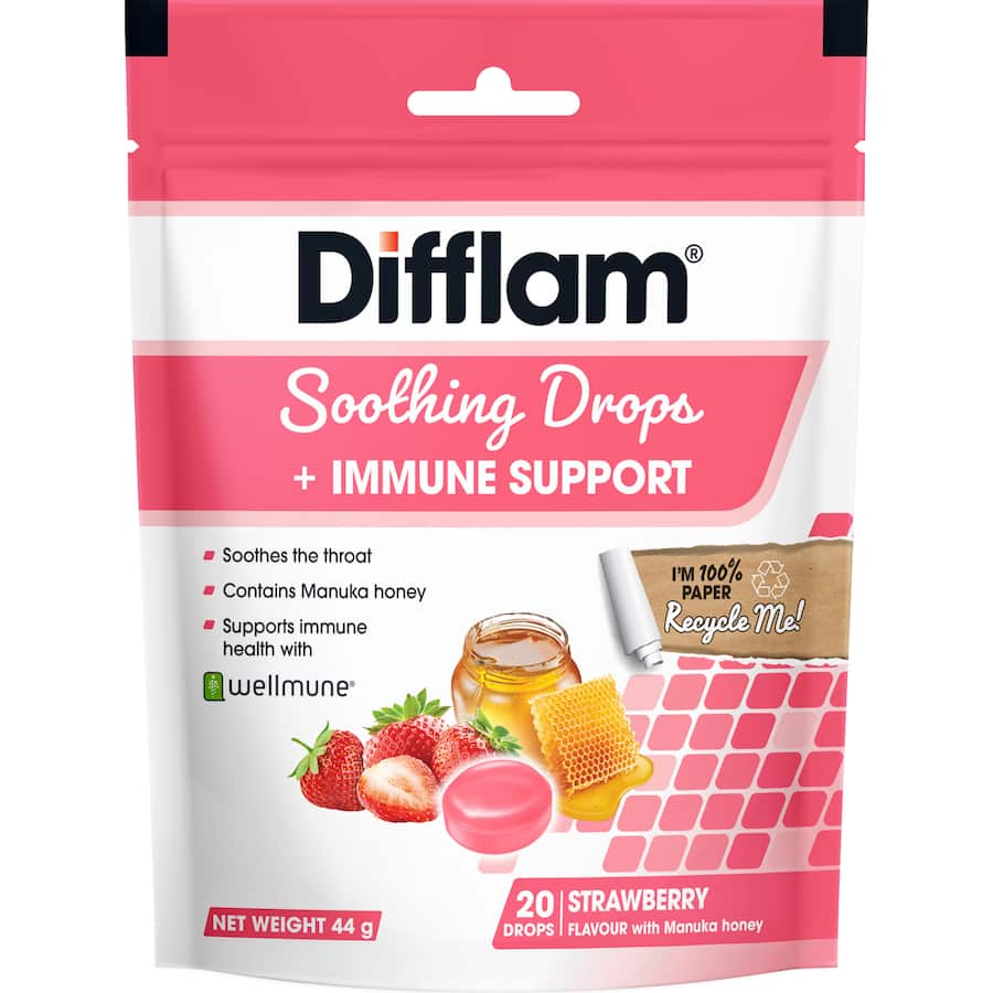 Difflam Soothing & Immune Support Strawberry Drops