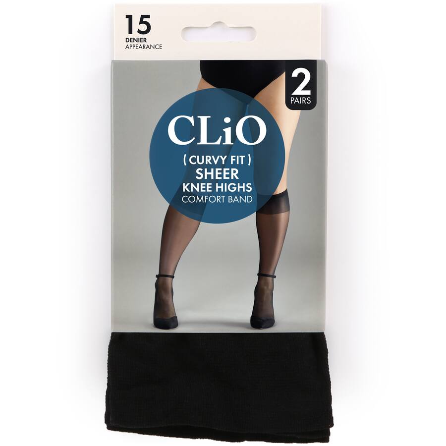 Clio Curvy Knee Highs Black One Size 15 Denier