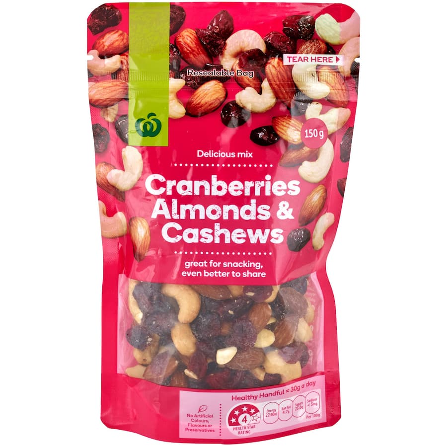 Woolworths Nut & Fruit Mix Cashews Cranberries & Almonds