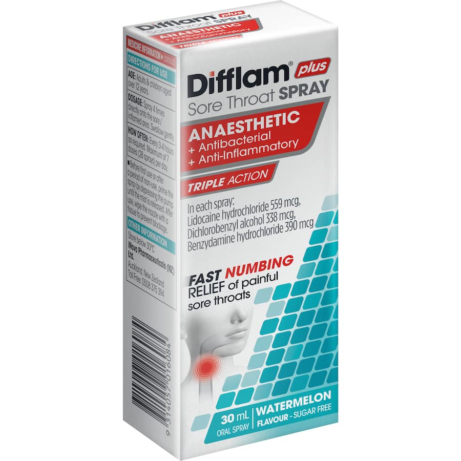 Difflam Plus Sore Throat Spray Anaesthtic