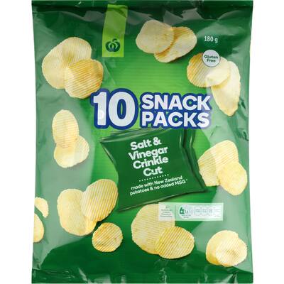 woolworths potato chips salt vinegar crinkle cut 180g