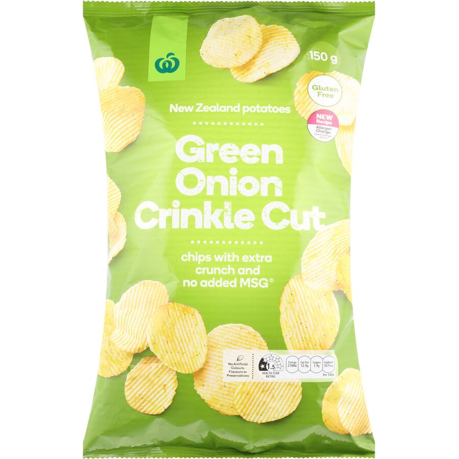 Woolworths Chips Green Onion Crinkle Cut