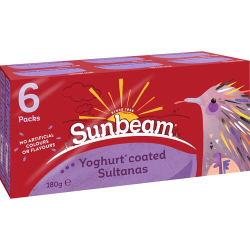 Sunbeam Fruit Snack Yoghurt Coated Sultanas 180g