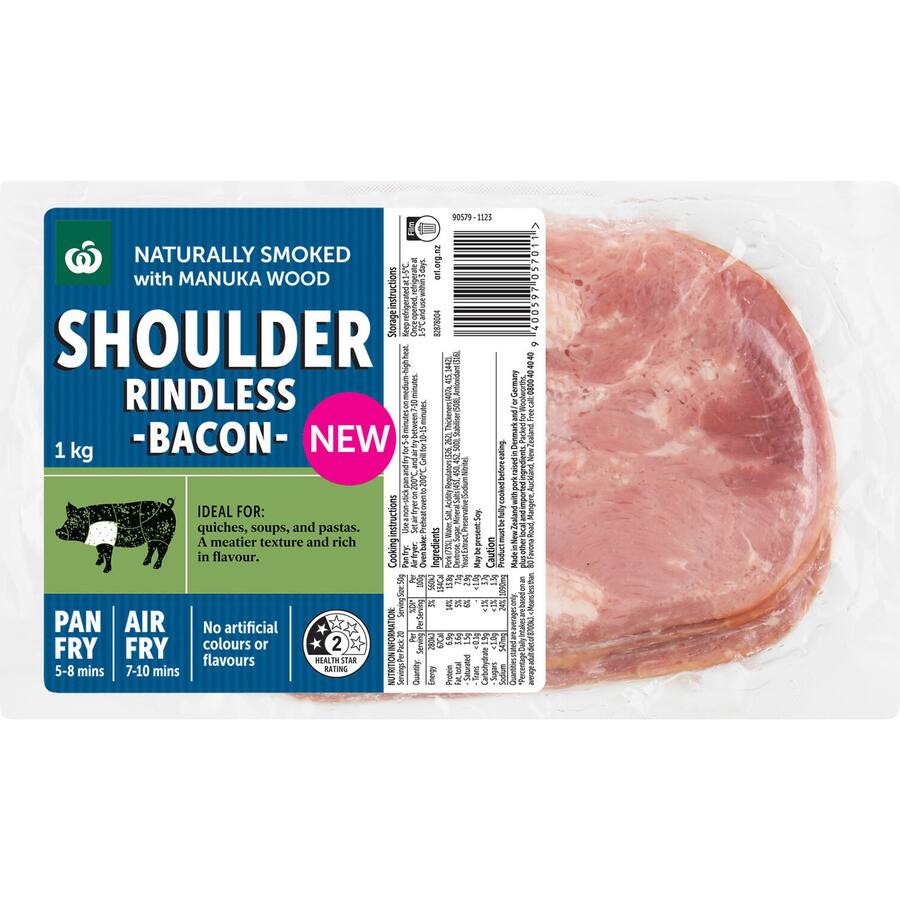 Woolworths Rindless Shoulder Bacon