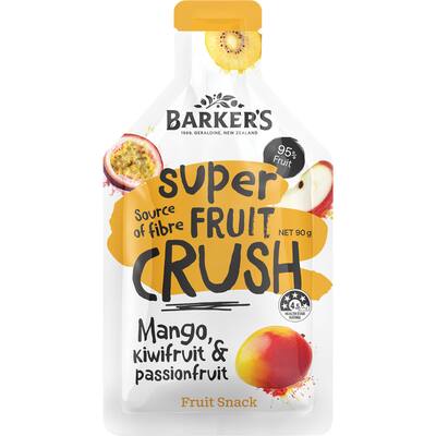 barker's super fruit crush fruit puree mango, passionfruit & kiwi
