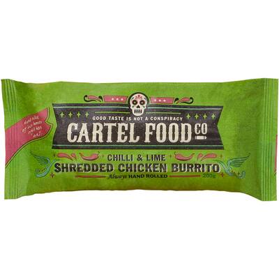 cartel food co burrito chilli & lime shredded chicken