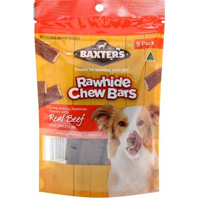 baxters dog treats beef rawhide chew bars