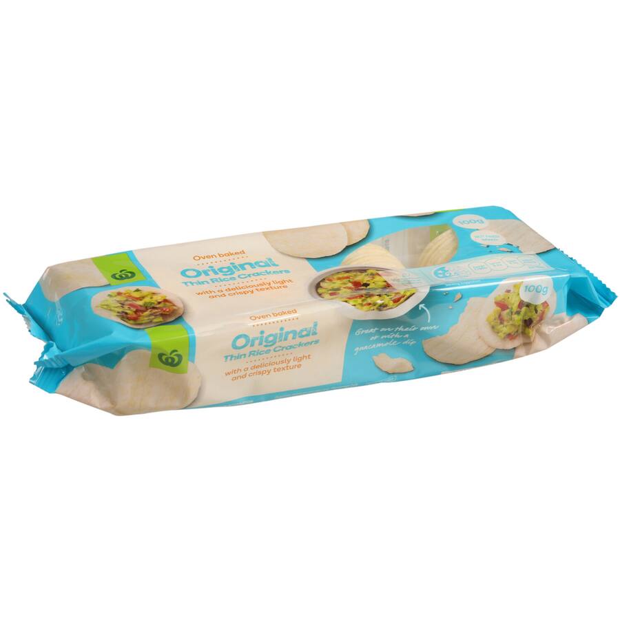 Woolworths Rice Crackers Plain Thin