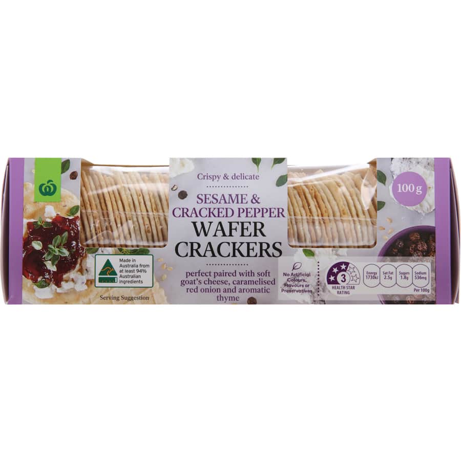 Woolworths Crackers Sesame & Pepper Wafer
