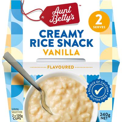 aunt bettys creamed rice vanilla 240g