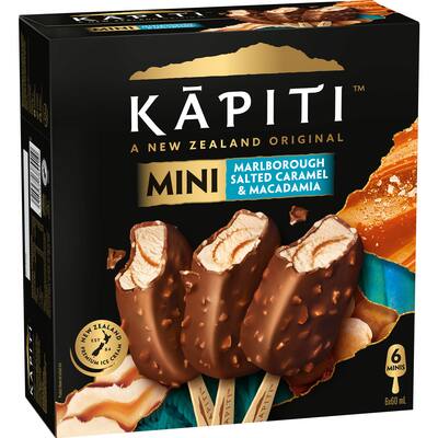 kapiti mini ice cream on stick salted caramel & macadamia