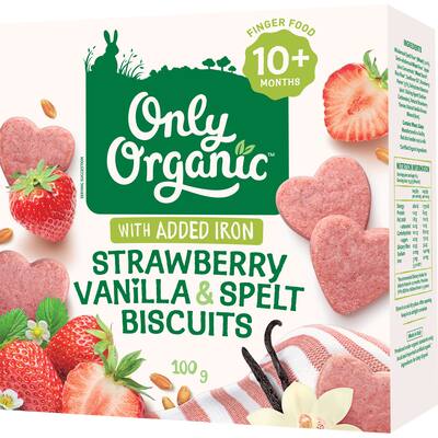 only organic baby snack strawberry & vanilla biscuits