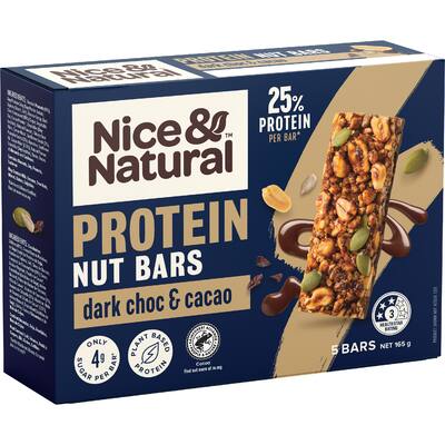 nice & natural protein nut bars 3 super seeds dark choc cacao