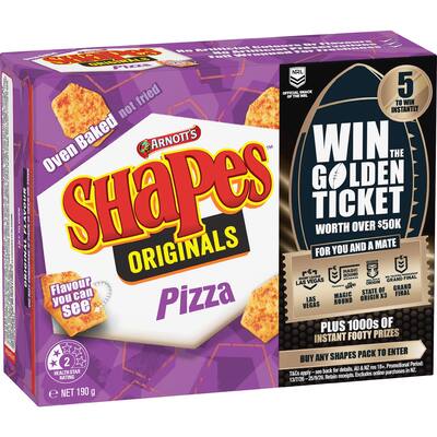 arnotts shapes crackers pizza originals