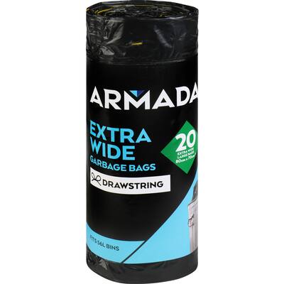armada rubbish bags 56l extra wide drawstring