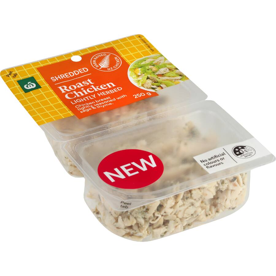 Woolworths Shredded Roast Chicken Lightly Herbed