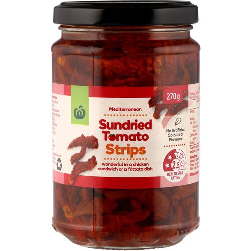 Woolworths Sundried Tomatoes Strips 270g bunch