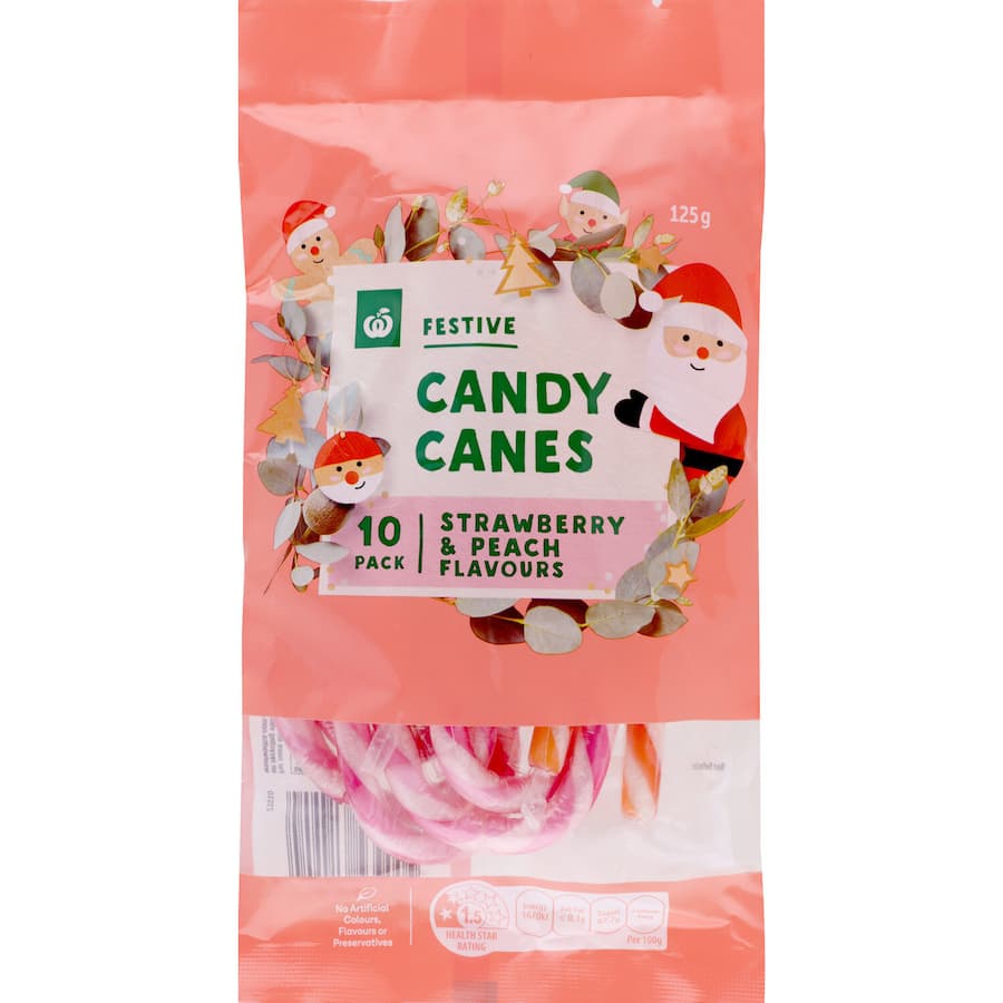 Woolworths Festive Candy Canes Strawberry & Peach