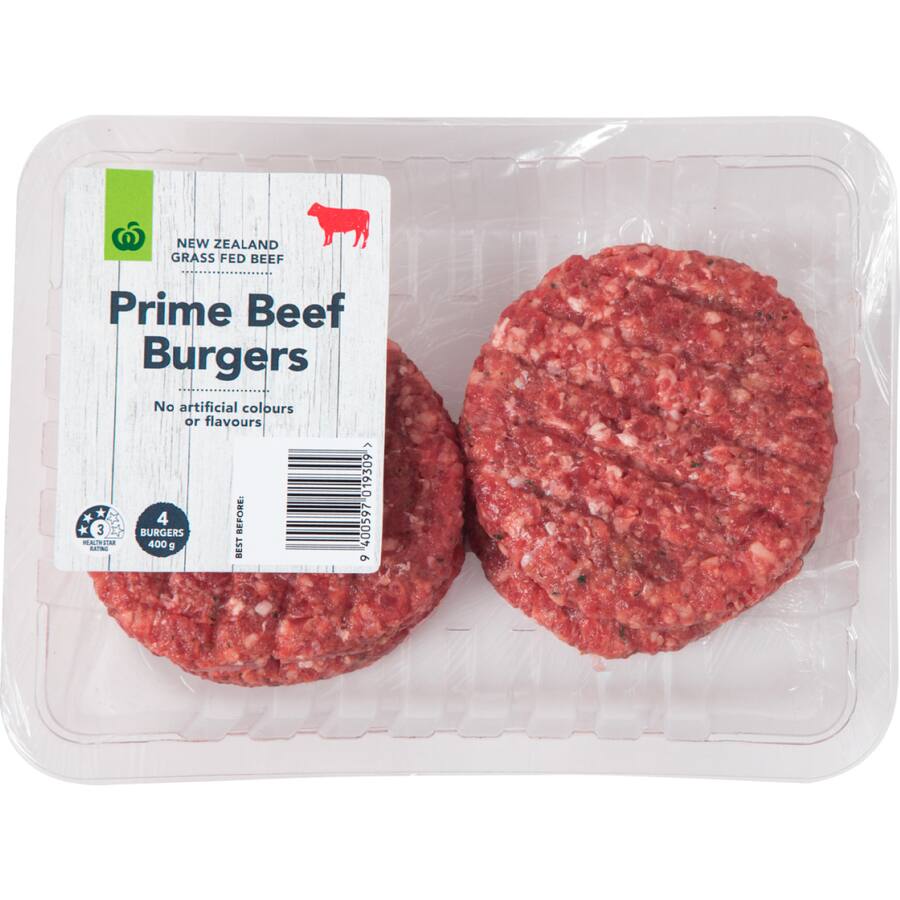 Woolworths Burger Patties Prime 400G