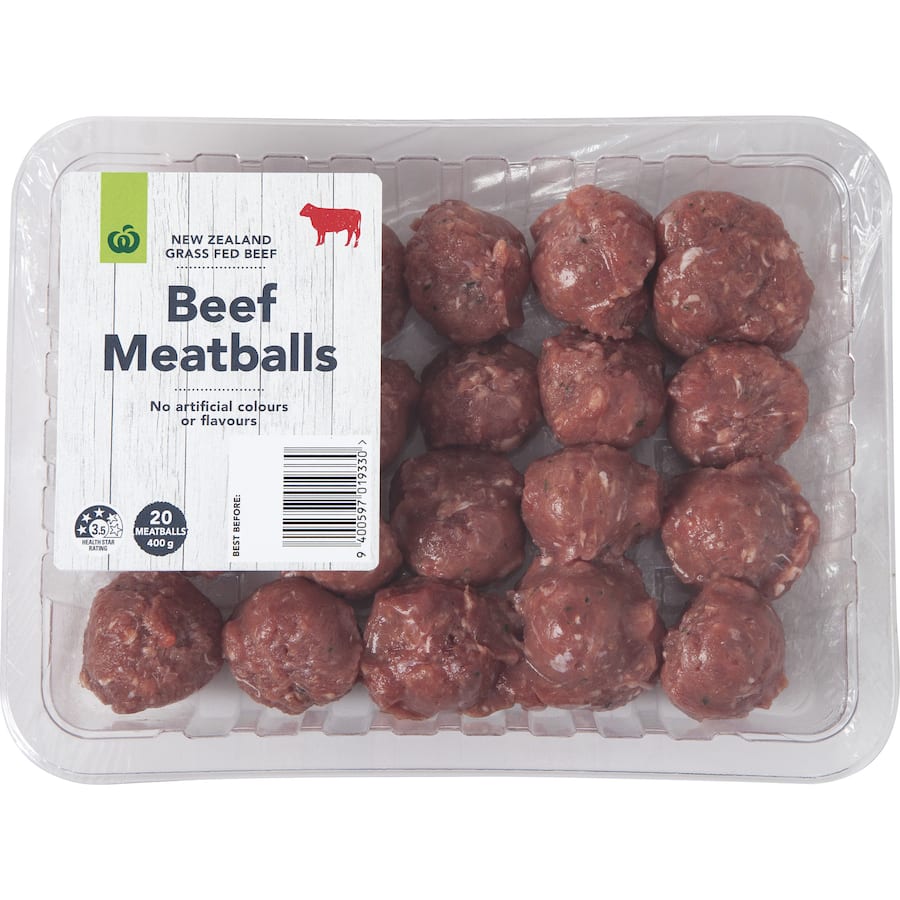 Woolworths Beef Meatballs Grass Fed Beef Nz 20-Pack