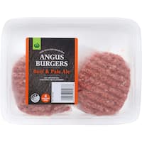 woolworths burger patties angus beef & pale ale 400g (4pk)