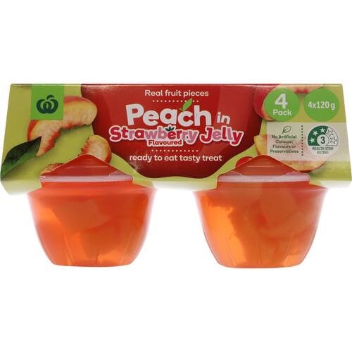 Countdown Peach inStrwberry Jelly 4x120g bunch