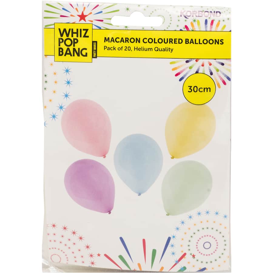 Whiz Pop Bang Balloons Macaron Coloured 30Cm