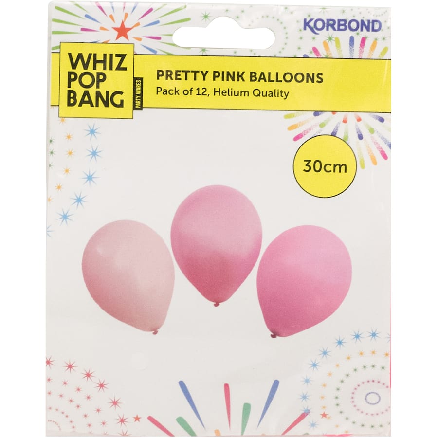 Whiz Pop Bang Balloons Pink 30Cm