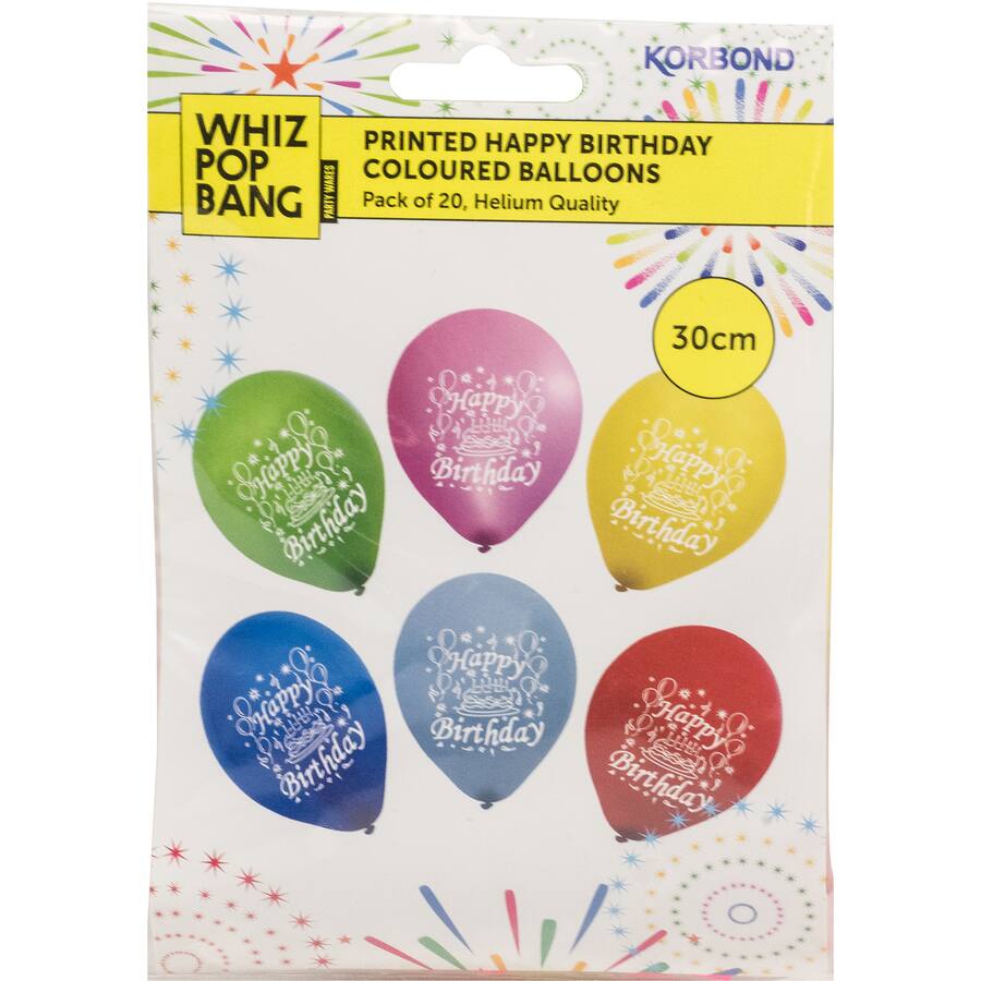 Whiz Pop Bang Balloons Happy Birthday 30Cm