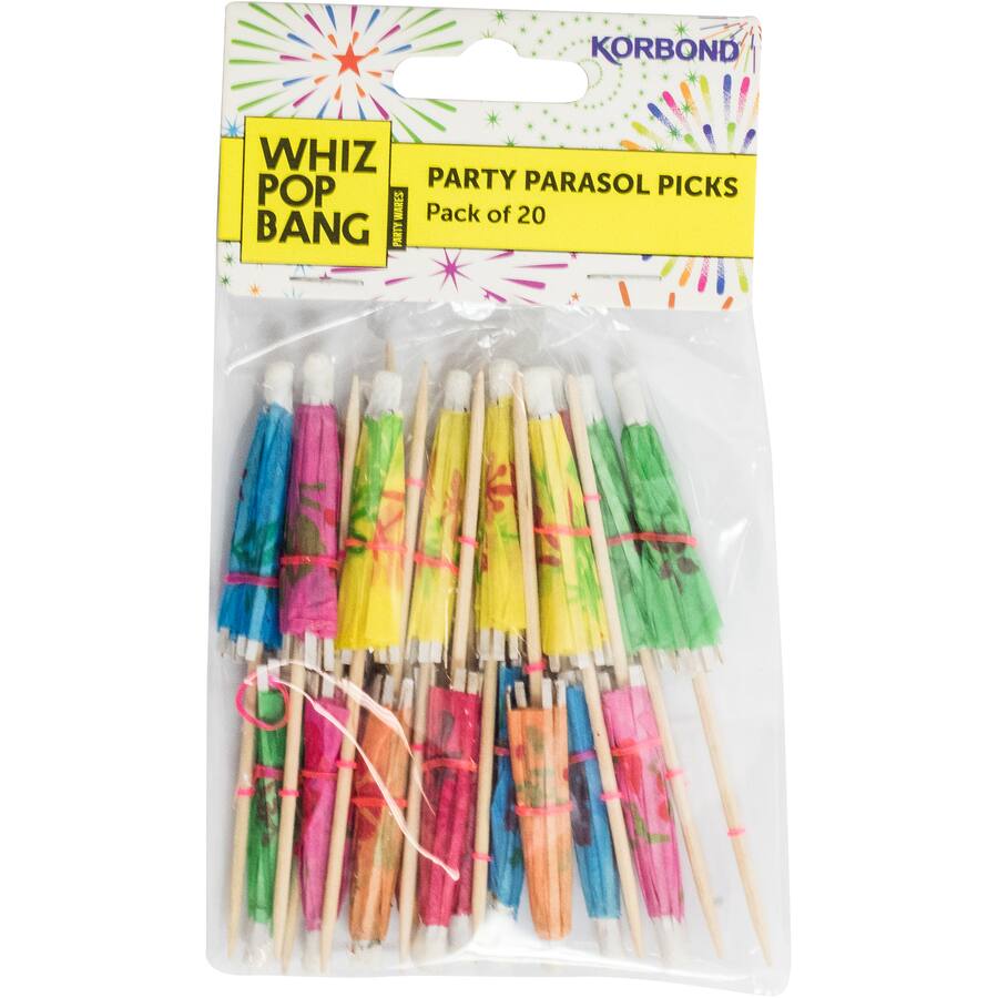 Whiz Pop Bang Cocktail Umbrellas Party Parasol Picks