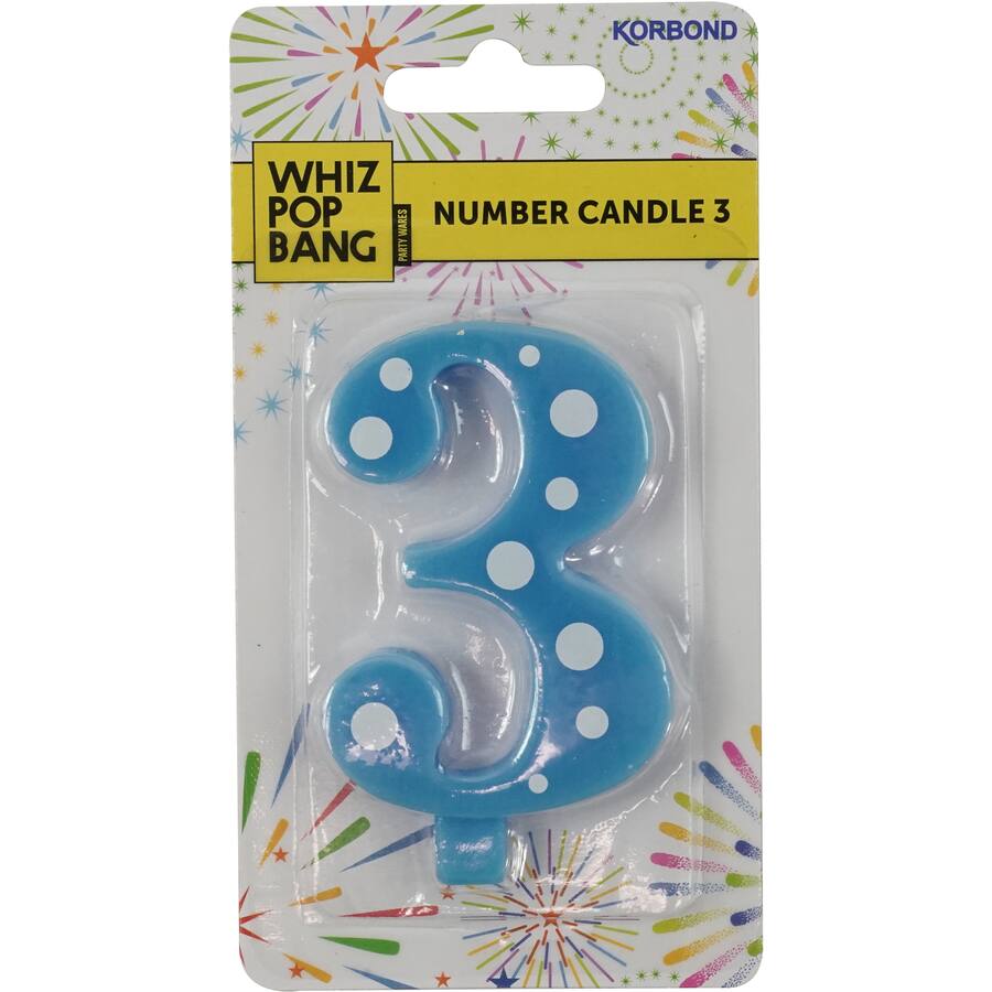 Whiz Pop Bang Candles Number 3