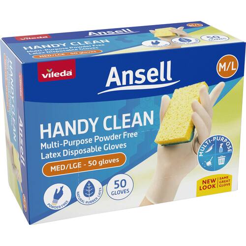 Vileda Ansell Handy Clean Latex Gloves M/L
