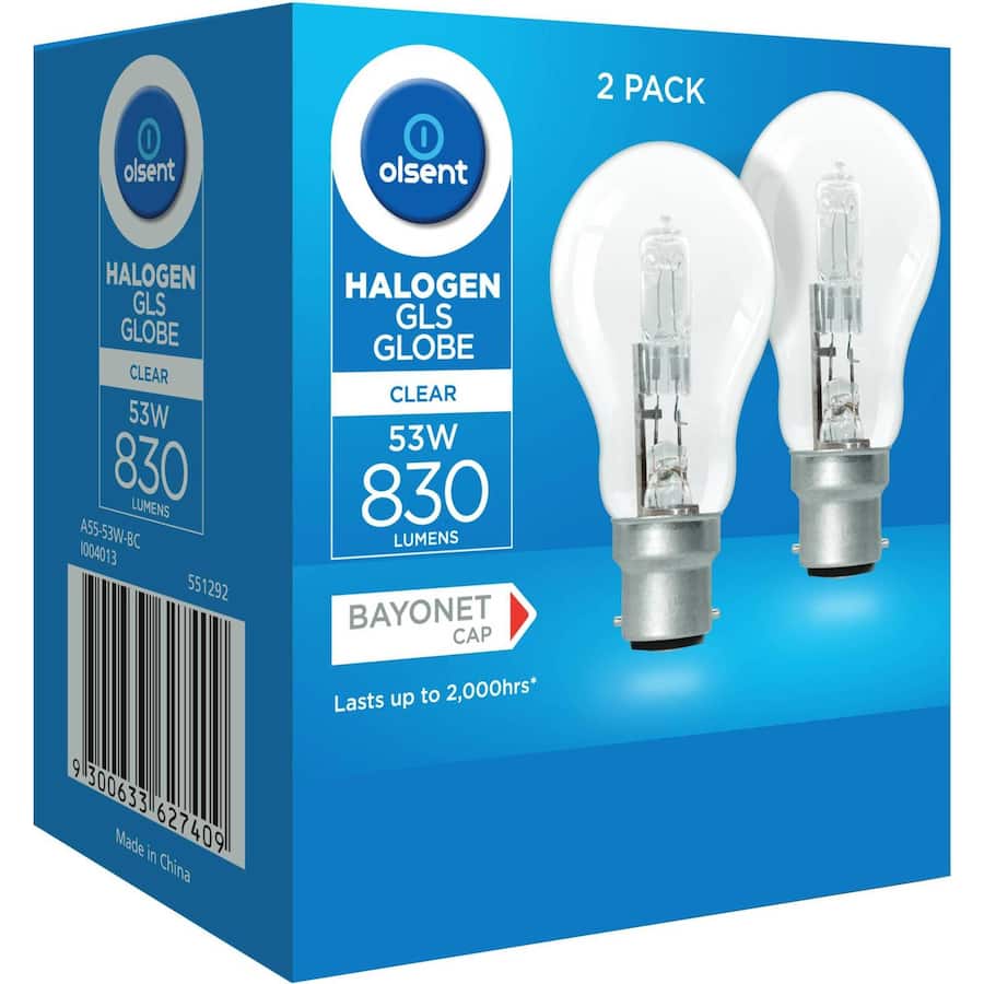 Olsent Halogen Round Bulb Bayonet 53W Clear