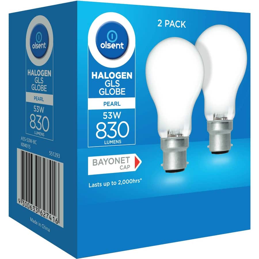 Olsent Halogen Round Bulb Bayonet 53W Pearl