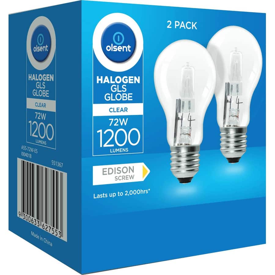 Olsent Halogen Round Bulb Screw 72W Clear