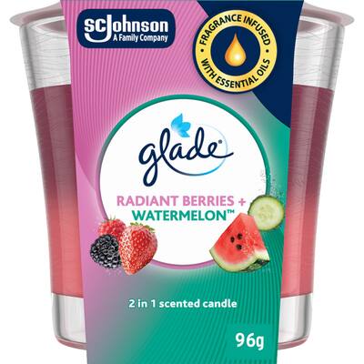 glade jar 2 in 1 scented candle radiant berries & watermelon