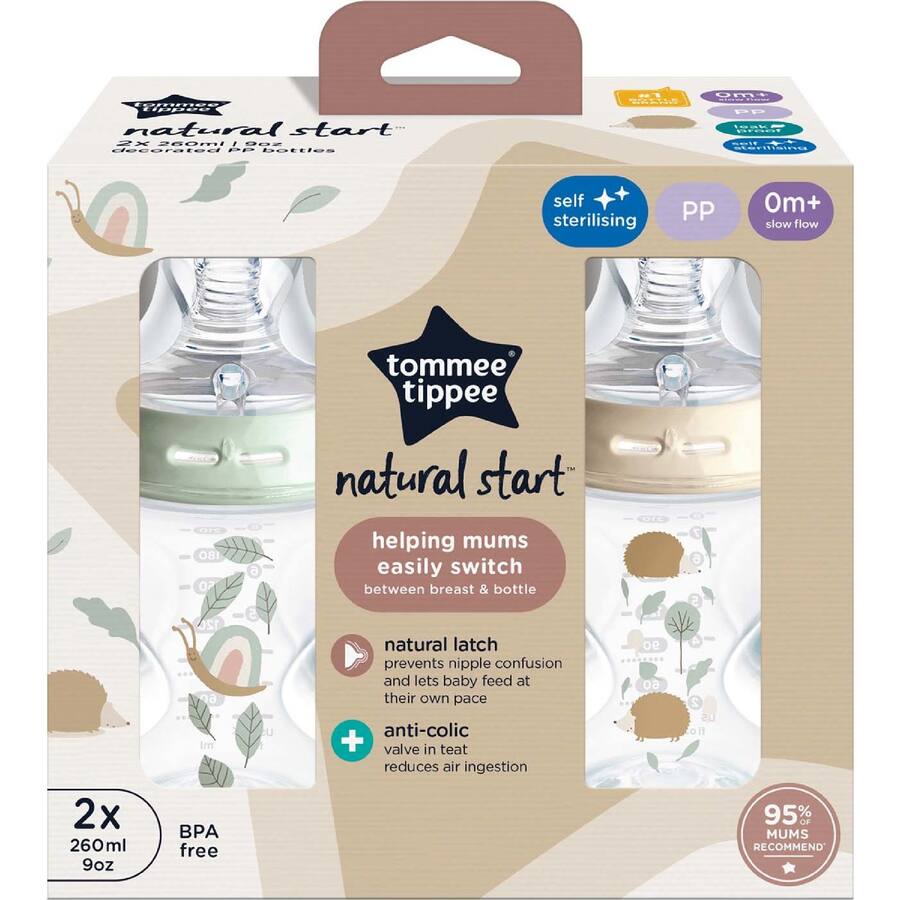 Tommee Tippee Natural Start Baby Bottle Decorated Pp Slow Flow 0M+