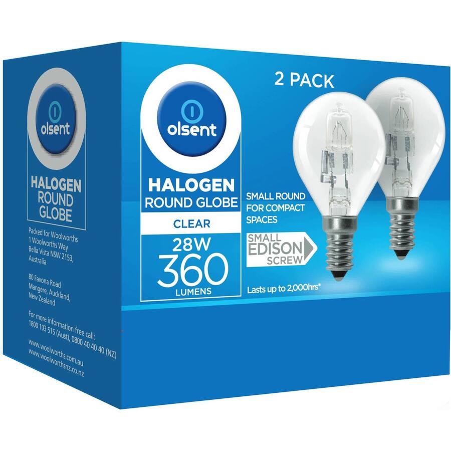 Olsent Halogen Round Bulb Rd Screw Clear 28W