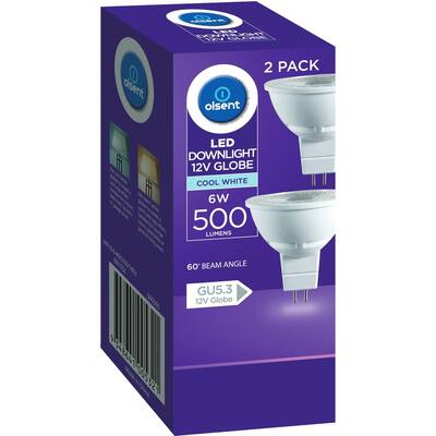 olsent down light bulb led gu5.3 12v6w 500lm cw
