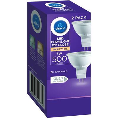 olsent down light bulb led gu5.3 12v6w 500lm ww