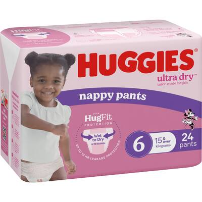 huggies ultra dry nappy pants girls size 6 (15-20kg)