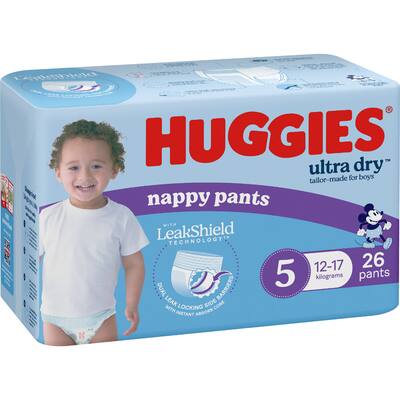 huggies ultra dry nappy pants boys size 5 (12-17kg)