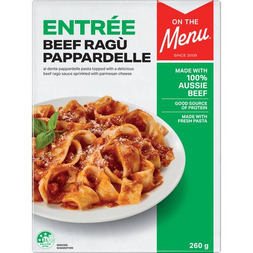 On The Menu Frozen Meal Beef Ragu Pappardelle